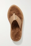 STELLA MCCARTNEY AIR SLIDE FAUX FUR-LINED RECYCLED CANVAS FLIP FLOPS