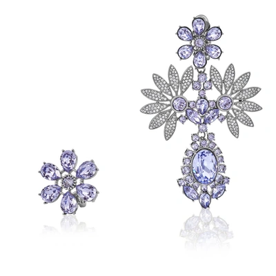Burberry Crystal Double-daisy Drop Earring And Stud Set In Lavender Blue