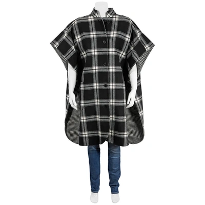 Burberry Reversible Check Wool Cashmere Oversized Poncho In Black