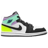 Jordan Air  1 Mid Sneakers In White/black/volt Green Glow