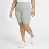 Nike Women's  Sportswear Essential Mid-rise Bike Shorts (plus Size) In Dark Grey Heather/white