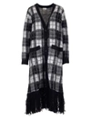 RED VALENTINO CHECK PRINT COAT IN BLACK AND WHITE