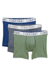 Calvin Klein Microfiber Boxer Briefs In Macaw Green/turbulence