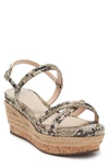 SCHUTZ ISLA SNAKESKIN EMBOSSED LEATHER ESPADRILLE WEDGE SANDAL