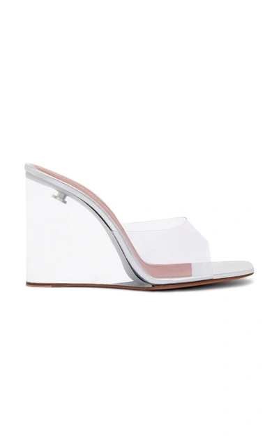 Amina Muaddi Transparent Lupita Glass Wedge Heeled Sandals