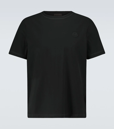 Moncler Short-sleeved Cotton T-shirt In Black