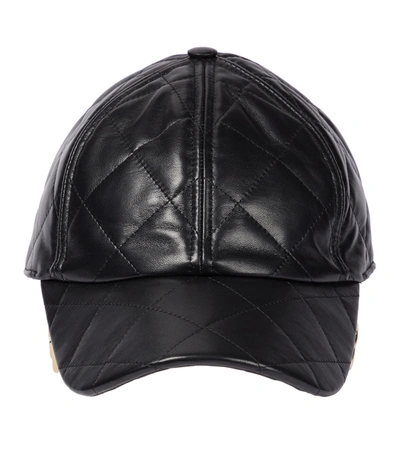 Dolce & Gabbana 品牌标识吊坠皮革棒球帽 In Black
