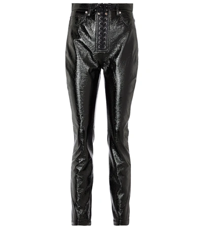 Dolce & Gabbana 绑带式涂层棉质紧身牛仔裤 In Black
