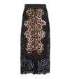 Dolce & Gabbana Lace And Leopard-print Charmeuse Midi Skirt In Multicoloured