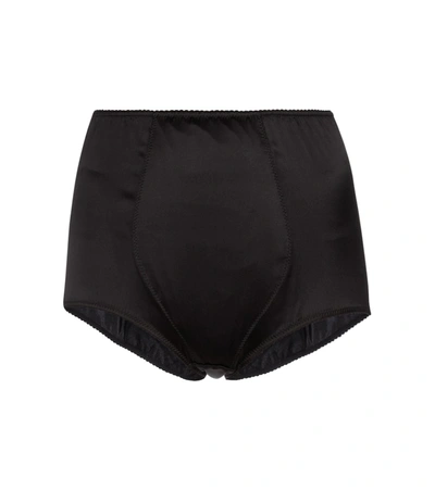 Dolce & Gabbana Satin High-waisted Panties In Black