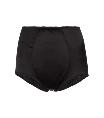 Dolce & Gabbana Satin-finish High-waisted Briefs In Black