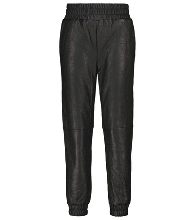 Veronica Beard Wasia Leather Tapered Pants In Black