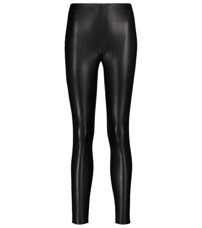 Wolford Jo Faux Leather And Jersey Leggings In Black