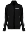 Palm Angels Black Striped Jersey Track Jacket In White
