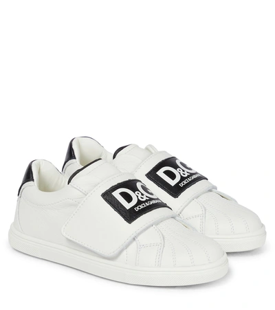 Dolce & Gabbana Kids' Logo-print Leather Sneakers In White