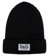 DOLCE & GABBANA LOGO RIBBED-KNIT WOOL BEANIE,P00591450