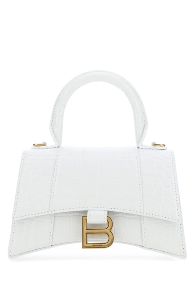 Balenciaga White Leather Xs Hourglass Handbag   Nd  Donna Tu