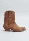 Saint Laurent Eastwood Western Ankle Booties In Brown