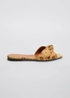 Saint Laurent Bianca Knotted Floral-print Suede Slides In Tan Multi