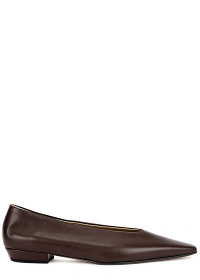 Bottega Veneta Almond Chocolate Leather Flats