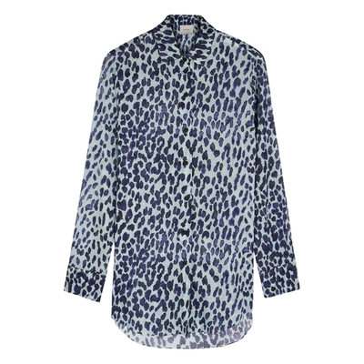 On The Island Symi Blue Leopard-print Cotton Shirt In Navy