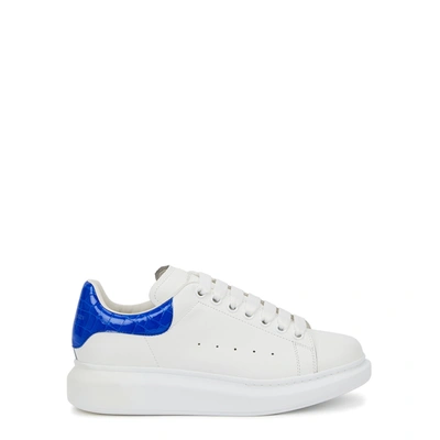 Alexander Mcqueen Oversized White Leather Sneakers In White And Blue