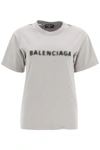 Balenciaga T-shirt Unifit With Blurry Logo In Grey