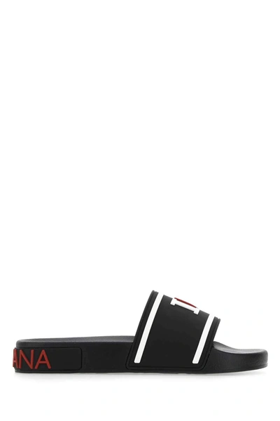 Dolce & Gabbana Saint Barth Slides In Black