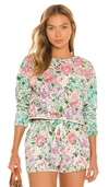 Beach Riot Elyse Print Crop Pullover In Pink,green