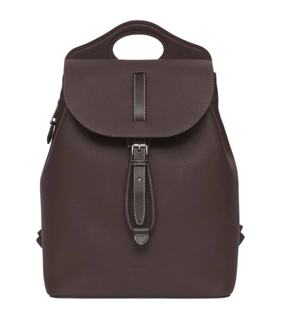 Burberry Grained Leather Pocket Backpack In Brown