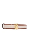 BURBERRY CANVAS AND LEATHER TB MONOGRAM BELT,16962510