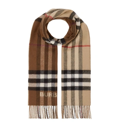 Burberry Cashmere Vintage Check Contrast Scarf In Brown