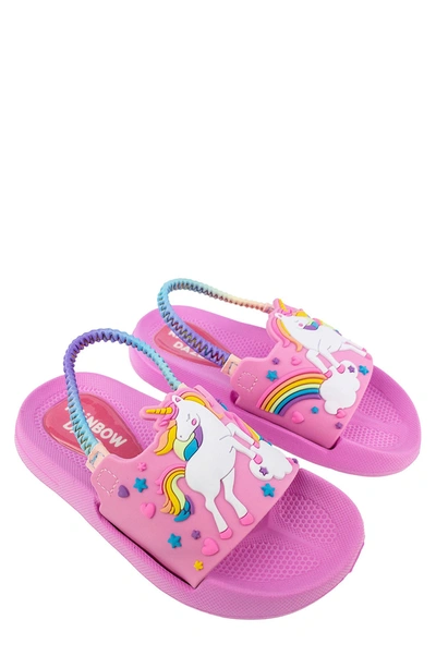 Rainbow Daze Kids' Unicorn Slingback Slide In Pink