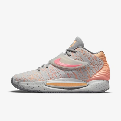 Nike Kd14 Basketball Shoe In Grey Fog,particle Grey,peach Cream,sunset Pulse