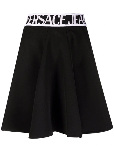 Versace Jeans Couture Logo-waistband A-line Skirt In 899