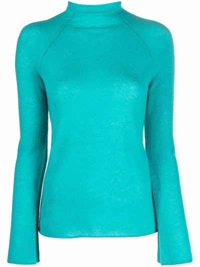 Forte Forte Mock-neck Knitted Jumper In Blue