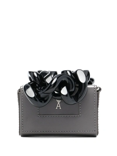 Ami Alexandre Mattiussi Mini Ami De Coeur Chain Box Bag In Grey