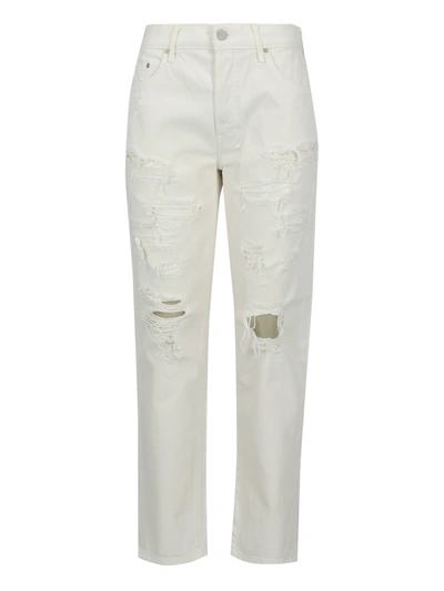 Pre-owned Mother Trousers In White
