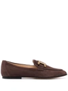Tod's Kate Embellished Suede Loafers In Brown