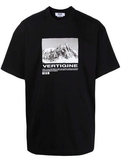 Msgm Vertigine Graphic-print T-shirt In Black