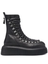 Agl Attilio Giusti Leombruni Dromo Lace-up Combat Boot In Nero-nero