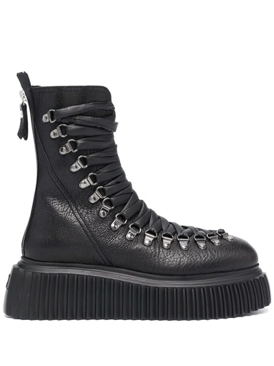 Agl Attilio Giusti Leombruni Dromo Lace-up Combat Boot In Black