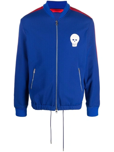 Alexander Mcqueen Skull Embroidered Sweatshirt In Blue