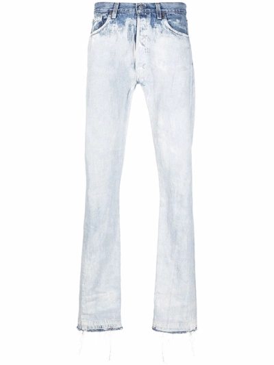 Gallery Dept. Bleached Straight Leg Jeans In Blue