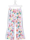 Palm Angels Graphic-print Flared Track Trousers In White