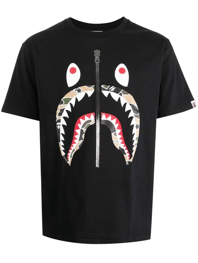 A Bathing Ape Graphic Print Crew-neck T-shirt In Black