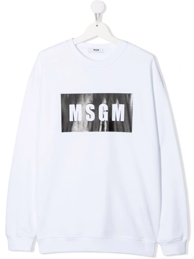 Msgm Teen Logo-print Sweatshirt In White