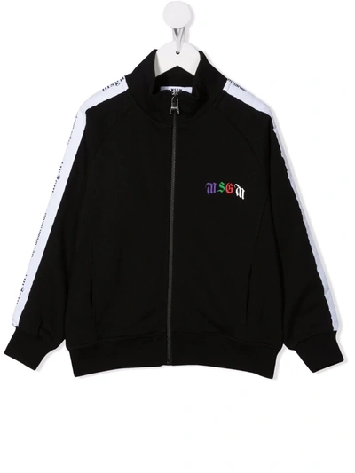 Msgm Kids' Logo-print Cotton Jacket In Black
