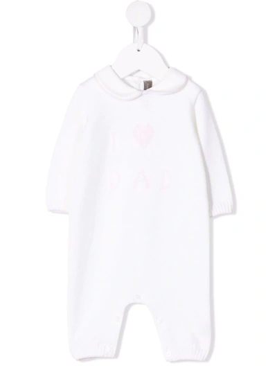 Little Bear Babies' Embroidered Long-sleeve Romper In White