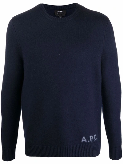Apc A.p.c. 'edward' Sweater With Logo Inlay In Blue